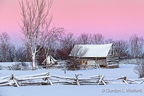 Wintry Old Log Barn_32571.jpg - Photographed at sunrise near Port Elmsley, Ontario, Canada.